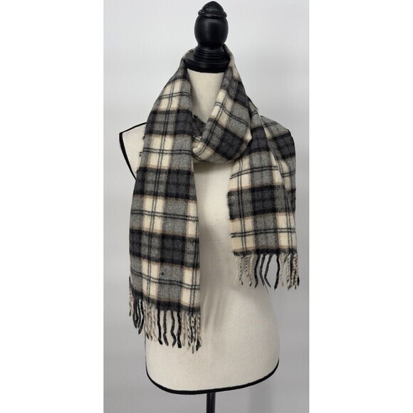 100% Baby Alpaca  Gray, Beige, Black Scarf, Plaid Alpaca 111, Made In Peru‎ - Picture 3 of 9